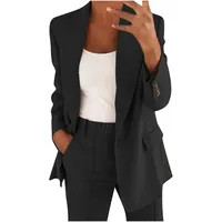 AACH Hosenanzüge für Damen Elegant Blazer Anzug Set Einfarbig Streetwear Zweiteilig Hosenanzug Business Modern Anzughose Revers Slim Fit Sportlich Büro Outfit - XL