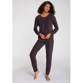 VIVANCE Pyjama VIVANCE DREAMS, Damen, Gr. 48/50, blau (dunkelblau), Frottee, Obermaterial: 80% Baumwolle, 20% Polyester, unifarben, Basic lang, Rundhals, angesetztes Bündchen, Homewear-Sets Pyjama, in schöner Frottee-Qualität