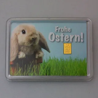Goldbarren 1g Osterhase/Frohe Ostern (Motivbox)
