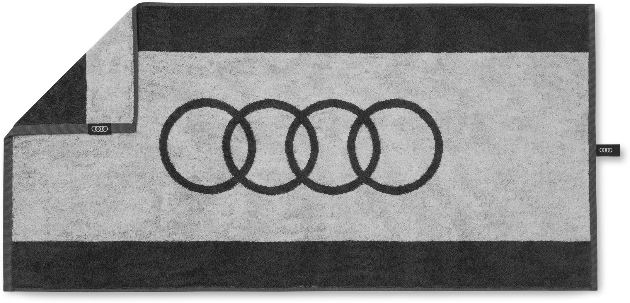 Audi 3132301800 Handtuch Ringe Logo Badetuch Badehandtuch Strandtuch, 150x80cm, grau
