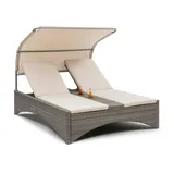 Blumfeldt Eremitage Double Lounger Sonnenliege 200 x 160 x 156 cm taupe inkl. Sonnendach