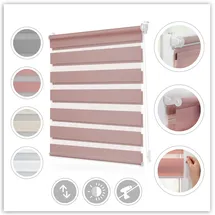 Lichtblick Doppelrollo Duo-Rollo Klemmfix 60 x 130 cm rosa/weiß