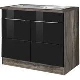 KOCHSTATION Spülenschrank »KS-Brindisi«, 100 cm breit, inklusive Einbauspüle, schwarz