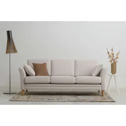 3-Sitzer HOME AFFAIRE "Arellano, Breite 217 cm", beige (sand), B:217cm H:87cm T:86cm, Sofas, klassisches Design, 2 Zierkissen inklusive, Webstoff fein