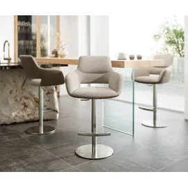 DeLife Barstuhl Yago-Flex Materialmix Mikrofaser Schlamm / Bouclé Schlamm Drehfußhöhenverstellbar Edelstahl drehbar Taschenfederkern, Barstühle