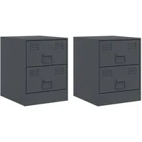 VidaXL Nachttische 2 Stk. Anthrazit 34,5x39x44 cm Stahl