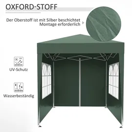 Outsunny Pavillon 2x2m Faltpavillon 4 Seitenwände mit Fenster Tragetasche Stahl