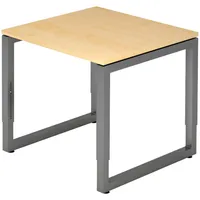 Bümö Schreibtisch Ahorn, Graphit, Nachbildung,Ahorn, Quadratisch, 80x74x80 cm, FSC