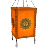 GURU SHOP Lokta Papier Hänge Lampenschirm, Deckenleuchte aus Handgeschöpftem Papier - Lucky Sonne Orange, Lokta-Papier, 35x20x20 cm, Asiatische Lampenschirme aus Papier & Stoff