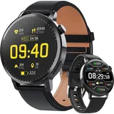 Smartwatch Damen Herren, Smartwatch mit Telefonfunktion, 1.43" HD Fitness Tracker Uhr, IP67 Wasserdicht Pulsmesser Schrittzähler Aktivitätstracker