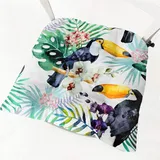 Hiseng 2er-Set Sitzkissen Tatami Stuhlkissen Quadrat Blume Vogel Druck Weiches Dickes Matratzenkissen Bodenkissen Sitzpolster für Esszimmer/Küche/Terrasse/Stuhl/Bank, 40x40cm (Monstera)