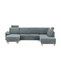 meinSofa Wohnlandschaft Leder Samu , grau , Maße (cm): B: 316 H: 90 T: 235