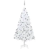 vidaXL Künstlicher Weihnachtsbaum mit Beleuchtung & Kugeln Weiß 210 cm