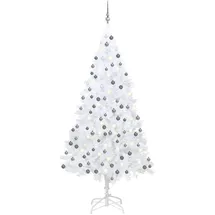 vidaXL Künstlicher Weihnachtsbaum mit Beleuchtung & Kugeln Weiß 210 cm