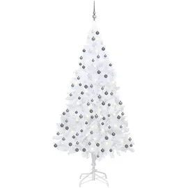 vidaXL Künstlicher Weihnachtsbaum mit Beleuchtung & Kugeln Weiß 210 cm