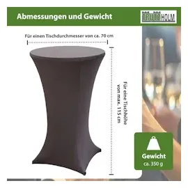 Baumarktplus Stehtischhusse Stretch 70 cm anthrazit Tischdecke Husse Bistrotisch Partytisch