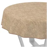 ANRO Tischdecke Alica Leinen Melliert Tischwäsche (Einzelstück 1-tlg), wasserabweisend Melliert Sandbraun Rund 140cm beige|braun Rund | Ø 140 cm x 140 cm x 140 cm