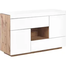 Beliani Sideboard/Schreibtisch 2 in 1 MDF viel Stauraum weiß/Heller Holzfarbton Goran