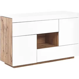 Beliani Sideboard/Schreibtisch 2 in 1 MDF viel Stauraum weiß/Heller Holzfarbton Goran