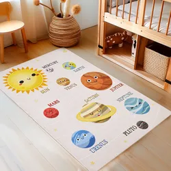 Ayyildiz Teppiche Kinderteppich »PLAY 2019«, rechteckig, 8 mm Höhe, rutschhemmend, Motiv Weltall, Monde, Sonnensystem, Kurzflor Ayyildiz Teppiche Beige B: 100 cm   1 St.