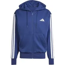 adidas Essentials 3 Stripes Fleece Zipper Hoodie Herren Dark Blue/White XL