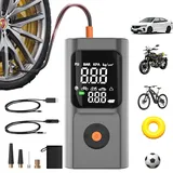 Elektrische Luftpump 150PSI, Kabelloser Akku Fahrradpumpe, Tragbare 4500mAh Kompressor, Wiederaufladbare USB-C Reifenpumpe mit alle ventile und LED Anzeige, für Auto, Fahrräder, Motorräder, & Bälle