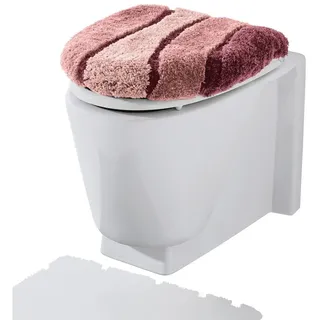 REDBEST Badematte WC-Deckelbezug "Louisville", Höhe 20 mm, Gummizug:, Streifen/Hoch- Tiefstruktur rosa