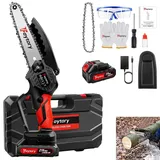 Mini Kettensäge 6 Zoll Elektro-Kettensäge Mini Kettensäge mit Akku 1500mAh, Motorsäge mit 2 Ketten, Tragbarer Kettensäge Handkettensäge Akku Elektrosäge, Einhand-Elektrokettensäge für Gartenbäume Holz