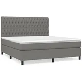 vidaXL Boxspringbett mit Matratze Dunkelgrau 180x200 cm Stoff
