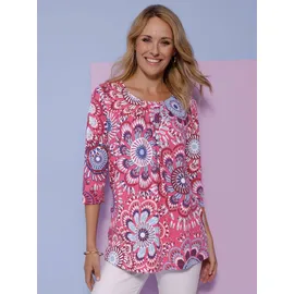 Classic Basics Longshirt CLASSIC BASICS "Longshirt", Damen, Gr. 56, bunt (fuchsia, aqua, bedruckt), 100% Baumwolle, gemustert, mehrfarbig, Rundhals, Shirts Longshirt