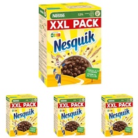 Nestlé Nesquik Knusper-Frühstück, Schoko Cerealien mit Vollkorn, 4er Pack (1x1kg)