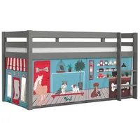 58 aufm Kessel Kinderbett Karolina 210x114x106 Massivholz Grau Textilset