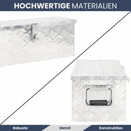 deluke DELUKE® Aluminiumbox mit Deckel Abschließbar Alubox Deichselbox Alu Anhängerbox Werkzeugkiste Transportbox Metallkiste, 70x31x27cm Silber