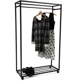 M2 Kollektion Xxxl Kleiderwagen, schwarz, Metall, 90x150x35 cm, Schuhablage, Garderobe, Garderobenständer