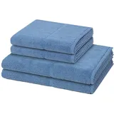 Möve for frottana - 4 teiliges Frottier-Set - Pearl (2 X Handtuch 2 X Duschtuch im Set) - 500 g/m2 - Baumwolle - Walkfrottee - saugstark - weich und flauschig - Cornflower