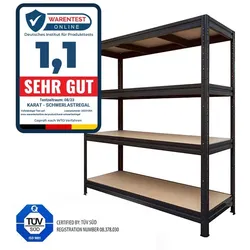 Schwerlastregal Weitspannregal - Schwarz - Gesamtlast: 1200 kg / 177 x 200 x 60 cm