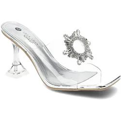 Silberne Pantolleten Sca'viola Elegante Damenschuhe, 37