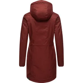 Ragwear Damen Wintermantel warm gefütterter Parka lang wasserdicht mit Kapuze Elsie Melange Wine Red Gr. 5XL - 5XL