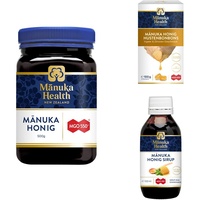 Manuka Health MGO 550+ Manuka-Honig, 500 g & MGO 400+ Ingwer-Zitrone Lutschbonbons (100 g) & Manuka Health Honig Sirup MGO 250+