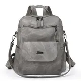 Puwuzixi Frauen Rucksack Wasserdicht Anti-Diebstahl Leichtgewicht PU Mode Reisen Mehrzweck Cabrio Geldbörse Umhängetasche Handtasche Rucksack(Grey)