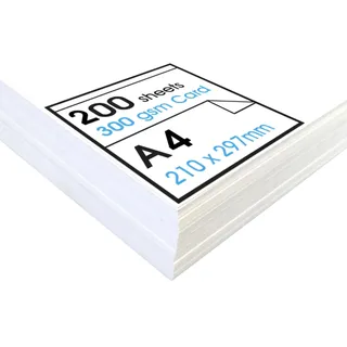 Artway Studio - A4 Weiße Karte - Ideal für Präsentation, Anzeige, Montage und Kartenmaterial - 300gsm - A4 (200 Blätter)