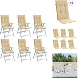 Hochlehner-Auflagen 6 Stk. Melange Beige 120x50x4 cm Stoff - Sitzkissen - Gartenstuhlkissen - Outdoorkissen - Hochlehner-Kissen - Auflagen