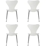 Fritz Hansen - Serie 7 Stuhl, Chrom / Esche weiß lackiert (4er-Set)