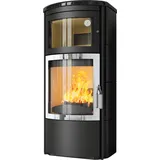 Kaminofen Hark Roma GT ECOplus 7 kW - Ofenkacheln: schwarz-glänzend - Korpus: graphit/verchromt