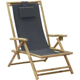 vidaXL Relaxstuhl Verstellbar Dunkelgrau Bambus und Stoff