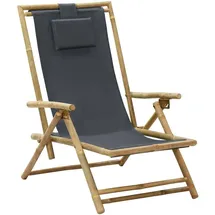 vidaXL Relaxstuhl Verstellbar Dunkelgrau Bambus und Stoff