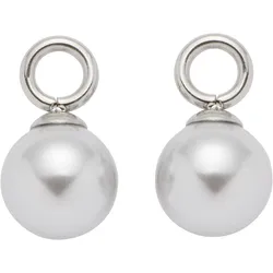 Einhänger für Ohrschmuck LEONARDO "Perla Beauty`s, 024335", grau (edelstahlfarben, grau), Ohrringe, Damen, Edelstahl-Perlen, Edelstahl, Perlen, mit Perle (imitiert)