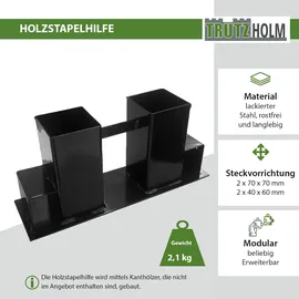 Baumarktplus Holzstapelhilfe 2er Set lackierter Stahl 34 x 10 cm schwarz