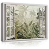 WallArena WallArena- Leinwand Bilder - 3D-Fenster - 80x60 cm Leinwandbilder - Bild auf leinwand - Wandbild XXL groß Wandbilder für Wohnzimmer Schlafzimmer Wohnzimmerbilder Modern kunstdruck - Natur