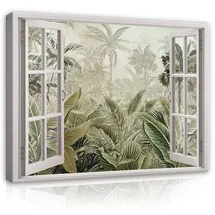 WallArena WallArena- Leinwand Bilder - 3D-Fenster - 80x60 cm Leinwandbilder - Bild auf leinwand - Wandbild XXL groß Wandbilder für Wohnzimmer Schlafzimmer Wohnzimmerbilder Modern kunstdruck - Natur